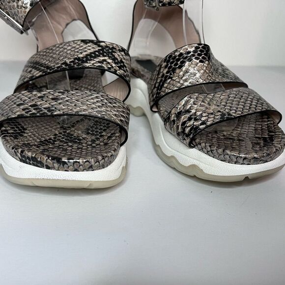 ASOS Snakeskin Leather Ankle Strap Stacked Sole Sandals Size 8 - Picture 4 of 10